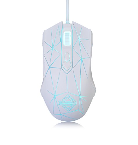 Ajazz AJ52 Watcher RGB Gaming Mouse, Programmable 7 Buttons (White)