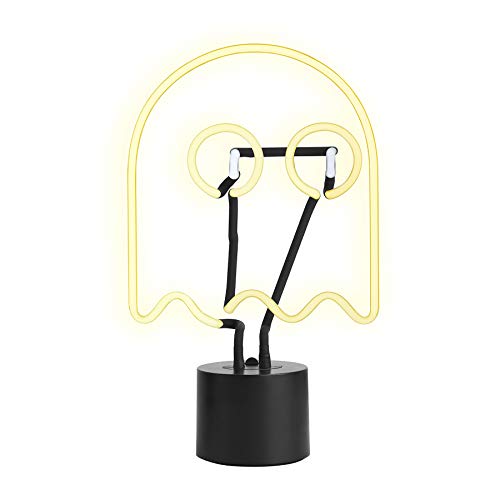 Amped & Co Neon Ghost Desk Light, Real Neon, Yellow and White, Large 14 x 9 inches