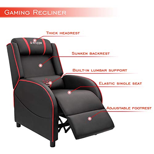Homall Gaming Recliner Chair Single Living Room Sofa Recliner PU Leather Recliner