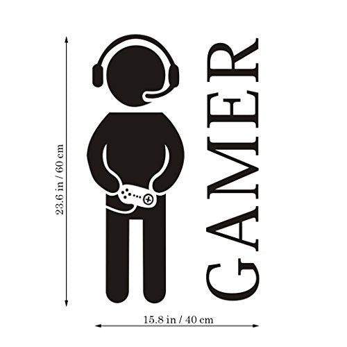 Gamer with Controller Wall Decal, Game Boy Decal Wall Sticker, Vinyl Art
