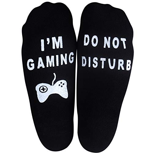 Unisex Cotton Novelty Ankle Socks with Anti Slip Letters Gift for Gamer Lovers