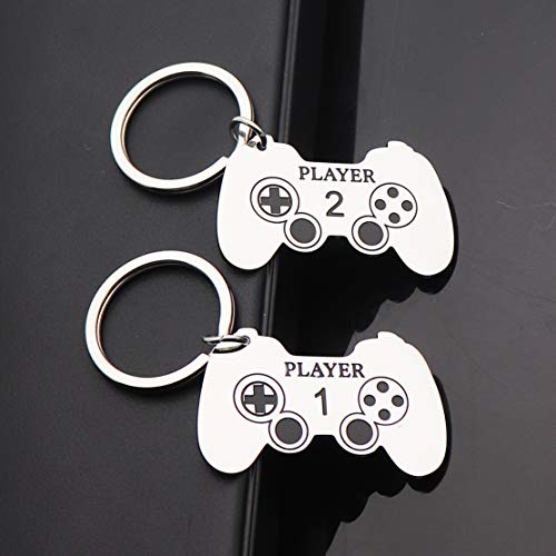 JINGMARUO Gamer Couples Keychain Gift Player 1 Player 2 Keyrings Se