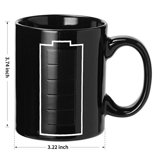 Godyce Heat Sensitive Mug Color Changing Coffee Mug Funny Coffee Cup Magic Battery Charging Design Ceramic 12 Oz Gifts