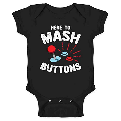 Here to Mash Buttons Gamer Video Games Black 24M Infant Baby Boy Girl Bodysuit