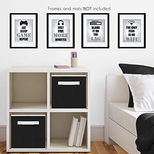 Video Game Themed Gamer Wall Art Posters Home Decor Black, White and Grey