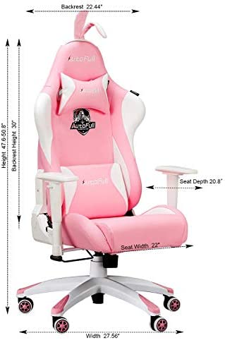 Pink Leather Gaming Chair w/Racing Seat & Bunny Ears