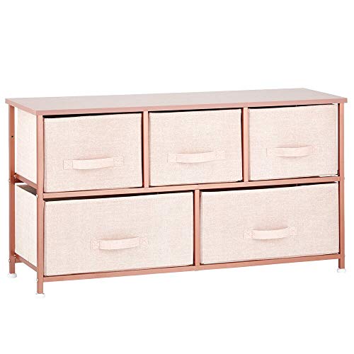 mDesign Extra Wide Dresser Storage Tower - Sturdy Steel Frame - Pink/Rose Gold