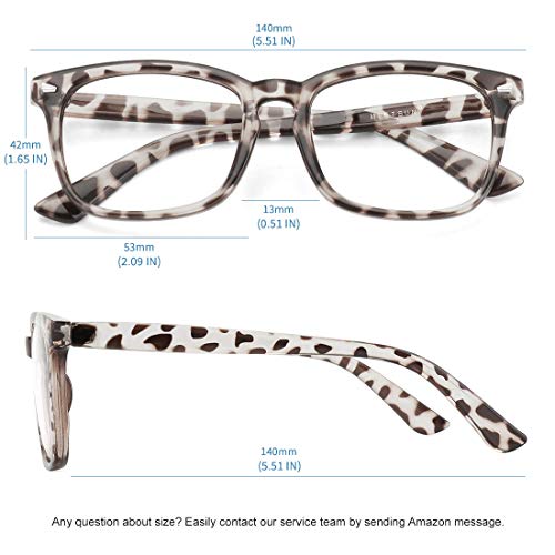 Computer Reading Glasses UV400 (Black+Leopard+Pink / 3 PACK, 53)