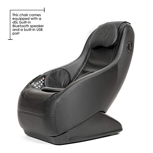 Assembled Curved Long Rail Shiatsu Massage Chair w/Wireless Bluetooth Speaker