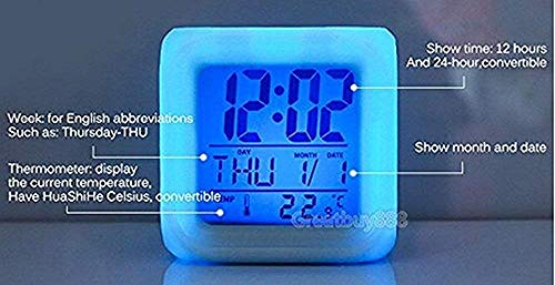 R-timer Super Mario Bros 7 Colors Change Digital Alarm Clock with Time