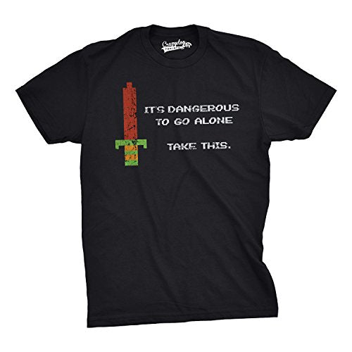 Mens Its Dangerous to Go Alone Take This Funny Nerdy Vintage Video Game T
