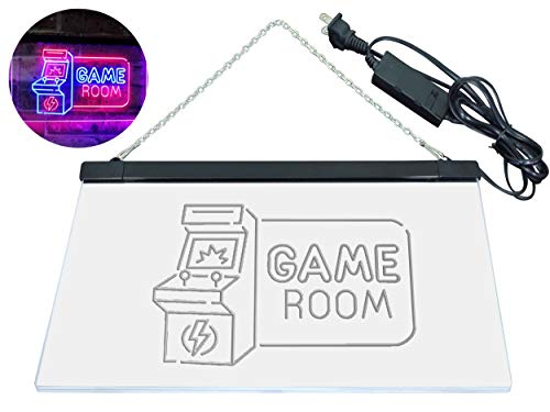 Game Room Arcade TV Man Cave Bar Club Dual Color LED Neon Sign Blue & Red 12" x 8.5" st6s32-j2850-br