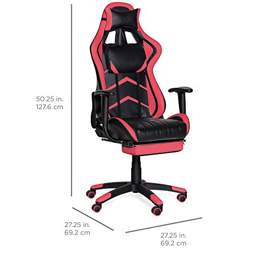 High Back Executive Gaming Chair w/ 360-Degree Swivel (Pink)