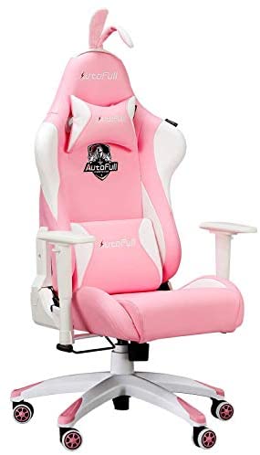 Pink Leather Gaming Chair w/Racing Seat & Bunny Ears