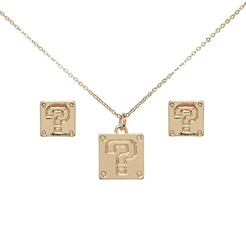 Super Mario Question Mark Necklace and Earrings Set