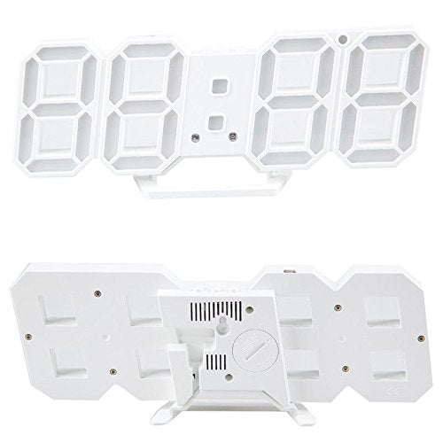 FidgetGear Modern Digital 3D White LED Wall Alarm Clock