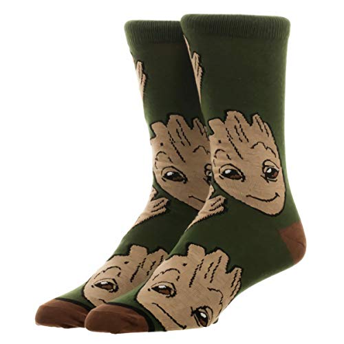 Guardians of The Galaxy Groot Large All Over Print Crew Cut Socks, US Size 8 - 12