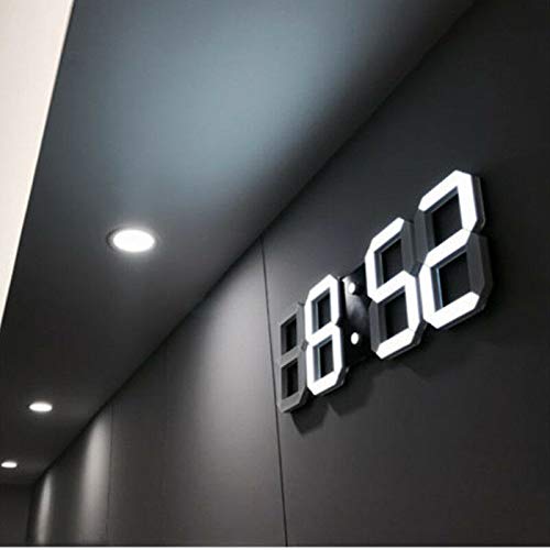 FidgetGear Modern Digital 3D White LED Wall Alarm Clock