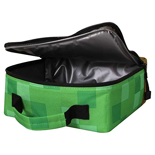 JINX Minecraft Creeper Block Insulated Kids School Lunch Box, Green, 8.5" x 8.5" x 4"