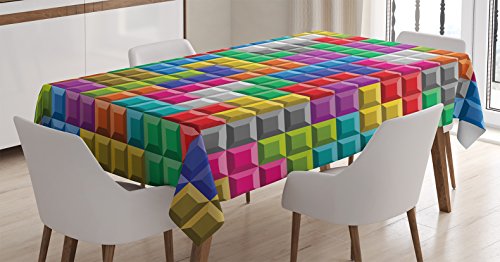 Ambesonne Video Games Tablecloth, Colorful Retro Gaming