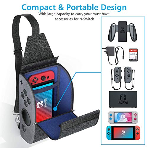 Travel Carry Bag Nintendo Switch/Switch Lite, Sling Backpack w/Type C Charging Port