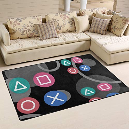Area Rugs Pad Floor Mat Controller Ear Plugs Carpet Indoor Blanket for Dining Room Kids Nursery Playroom Sofa Living Room