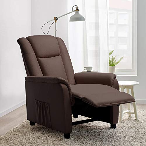 VITESSE Modern Fabric Recliner Chair, Home Theater Seating with Pocket, Lounge Single Recliner Sofa with footrest and Backrest, Fabric Reading Recliner for Living Room, Bedroom, Home Theater