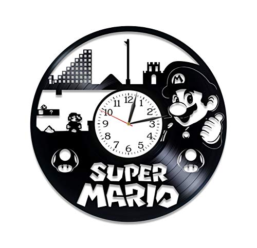 Kovides Super Mario Vinyl Art Video Game Gift Lp Vinyl Retro Record Wall Clock