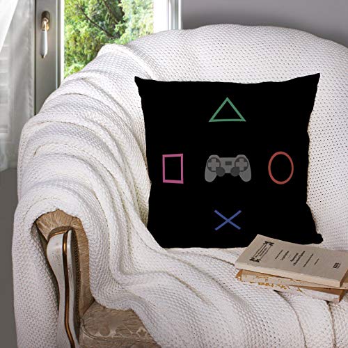 TOMKEY Couch Pillow Cases, Hidden Zippered 18X18Inch Flat Gaming Concept Amp