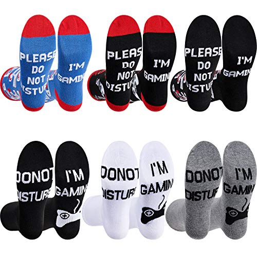 6 Pairs Do Not Disturb Socks Cotton Funny Gaming Socks for Men Teen Boys