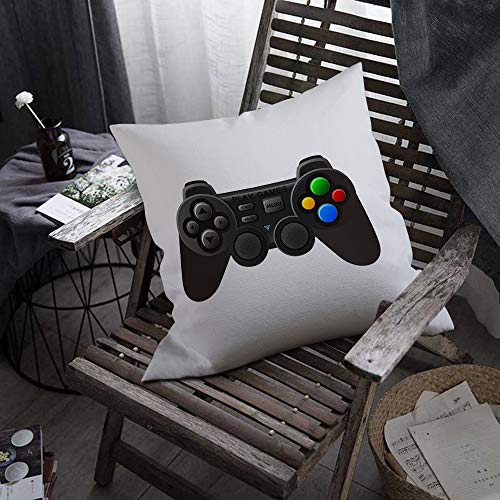 oFloral Gamer Pillowcase, Black Joystick with Buttons Game Controller