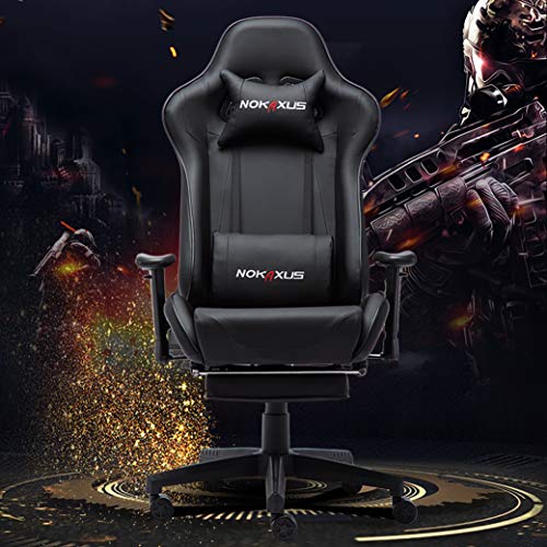 Nokaxus Gaming Chair Large Size High-back with Massager Lumbar Support