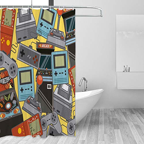 LifeCustomize Classic Videogames Pattern Decorative Shower Curtain