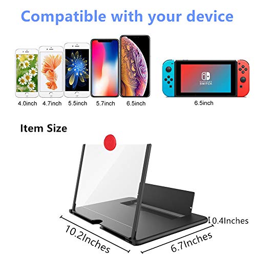 12" Screen Magnifier for Smartphone,3D HD Mobile Phone Magnifier Projector Screen