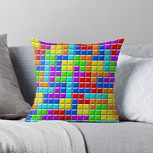 Retro Arcade Game Gaming Tetris Square Form Decorative Indoor Cotton Throw Pillow