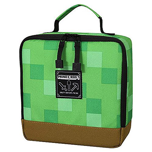 JINX Minecraft Creeper Block Insulated Kids School Lunch Box, Green, 8.5" x 8.5" x 4"