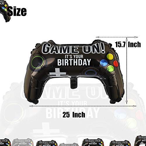 2 Pcs Video Game Controller Mylar Balloon Theme Party Boys Gaming Birthday Decorations
