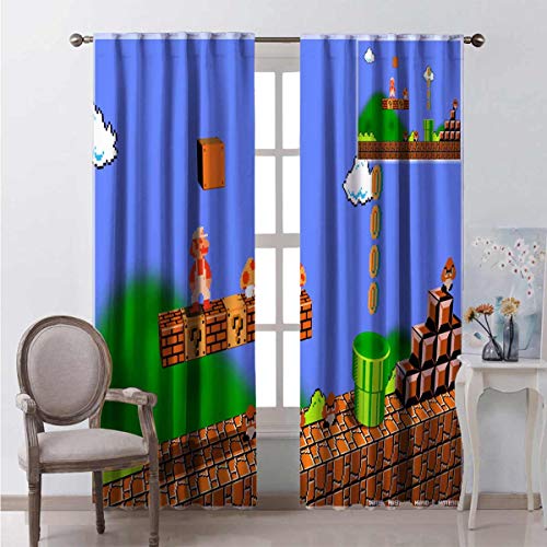 Darlene Harts Super_Mario_Bros_3D_by_Kritter5X Window Curtains 2 Panel 45 Inch Lenght Baby Window Shade for Girl Bedroom 55x45 Inch