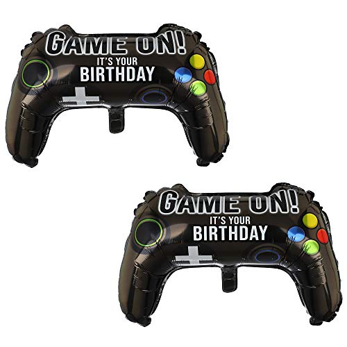2 Pcs Video Game Controller Mylar Balloon Theme Party Boys Gaming Birthday Decorations
