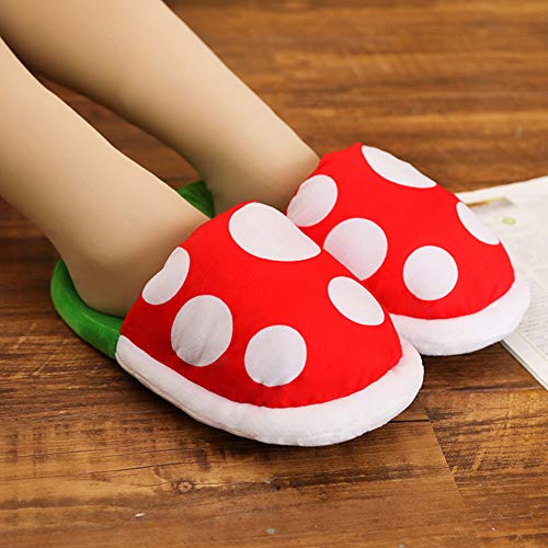 Lopbraa Piranha Plants Cannibal Flower Style Plush Slippers Loafer with Pipe Pot Holder Funny Slippers Gift for Adults Teens (Piranha Plants)
