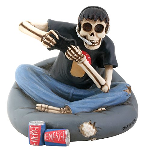 SUMMIT COLLECTION Skull Gamer Sitting on Cushion Collectible Figurine