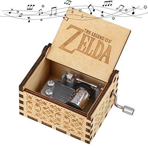 Imncya Aphei Wooden Music Boxes Theme The Legend of Zelda, Hand Crank Antique Laser Engraved Vintage Musical Classic Gifts for Home Decoration,Crafts,Toys