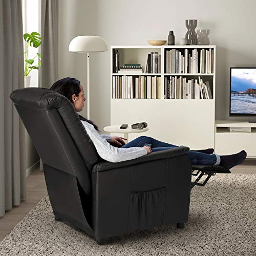 VITESSE PU Leather Recliner Chair, Home Theater Seating with Pocket, Lounge Single Recliner Sofa with footrest and Backrest,Modern Reading Sofa Recliner for Living Room, Bedroom, Home Theater