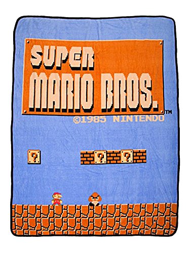 Bioworld Nintendo Super Mario Bros Retro Fleece Throw Blanket, 48" x 60"