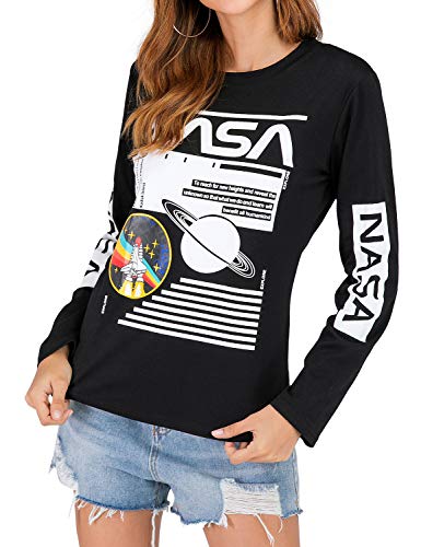 NASA Women Long Sleeve Crew Neck Shirt - Black