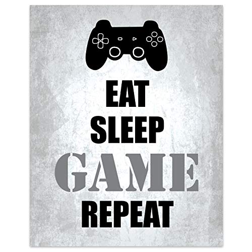 Video Game Themed Gamer Wall Art Posters Home Decor Black, White and Grey