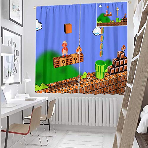 Darlene Harts Super_Mario_Bros_3D_by_Kritter5X Window Curtains 2 Panel 45 Inch Lenght Baby Window Shade for Girl Bedroom 55x45 Inch