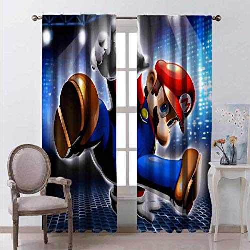 Black Out Insulation Curtains 45 Inch Lenght Super Mario 3D Background