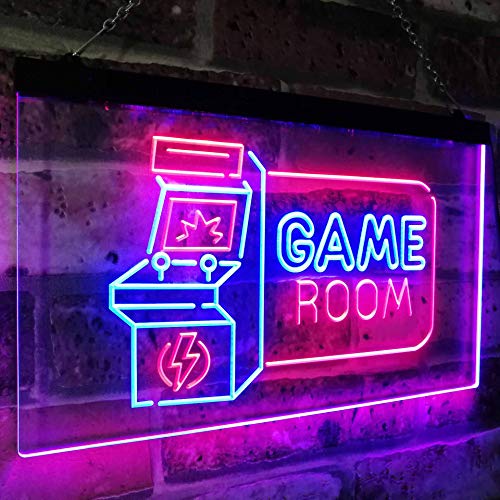Game Room Arcade TV Man Cave Bar Club Dual Color LED Neon Sign Blue & Red 12" x 8.5" st6s32-j2850-br