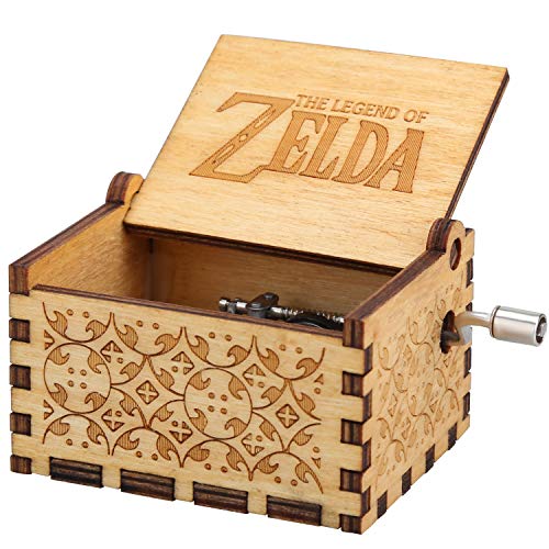Imncya Aphei Wooden Music Boxes Theme The Legend of Zelda, Hand Crank Antique Laser Engraved Vintage Musical Classic Gifts for Home Decoration,Crafts,Toys